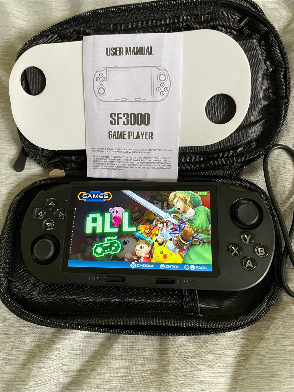 SF3000 Portable Retro Game Player - Black with Soft carrying case